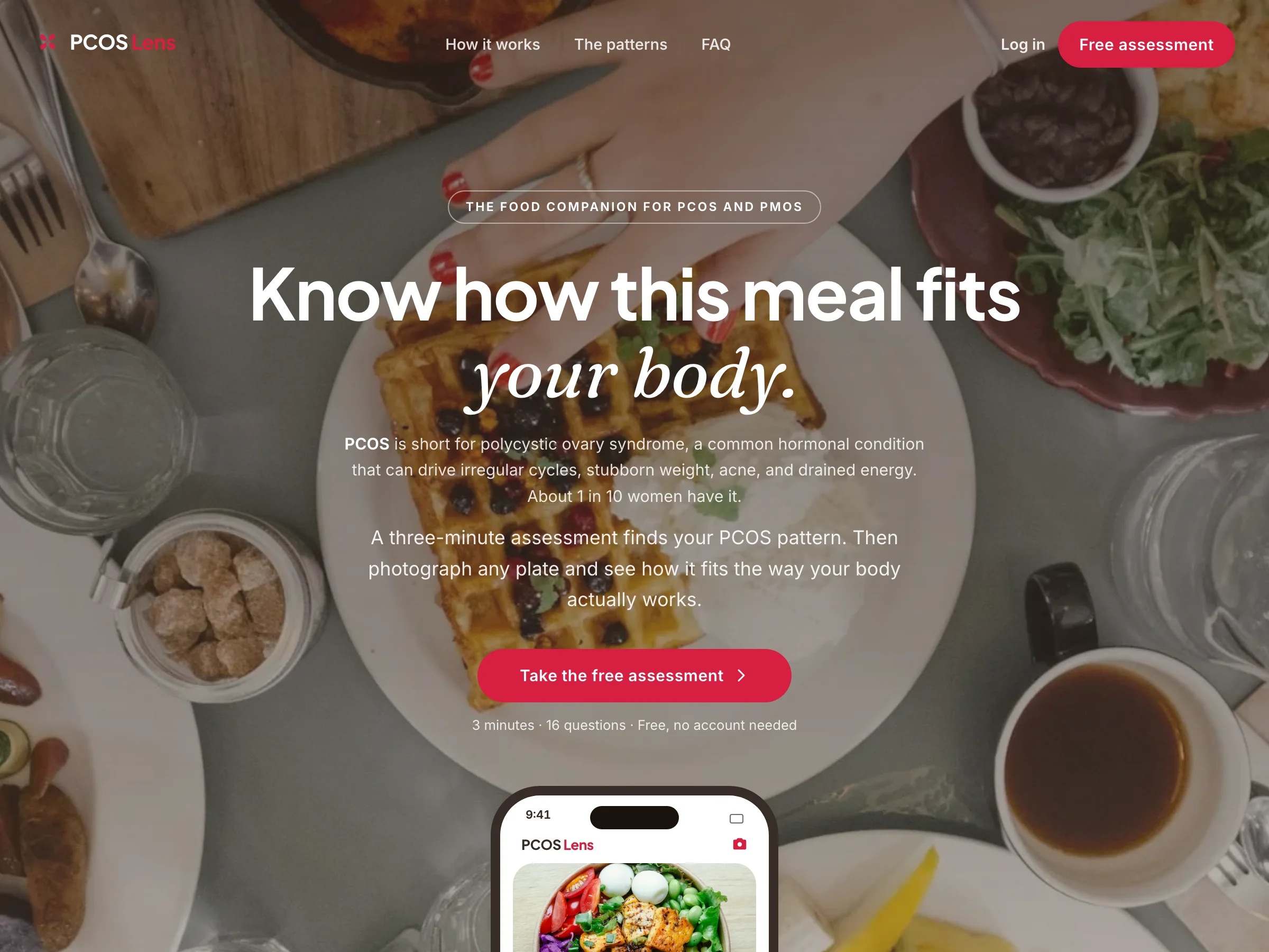 PCOS Lens home page: the food companion for PCOS, photograph any plate and see how it fits your body